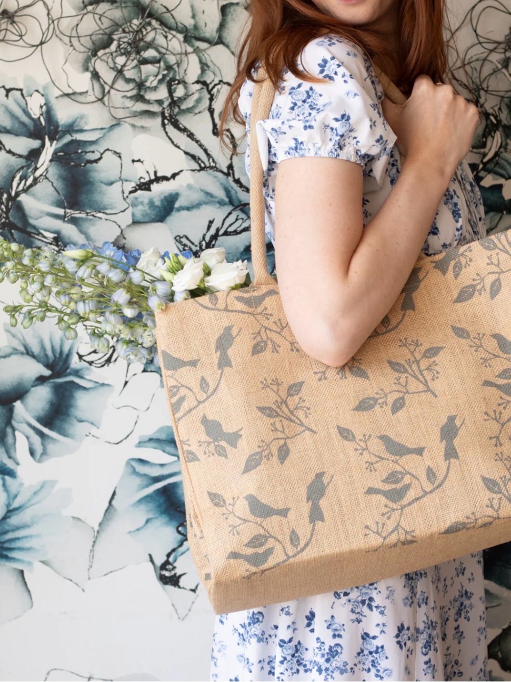 NWT KAF home x maman birds of a feather french market tote